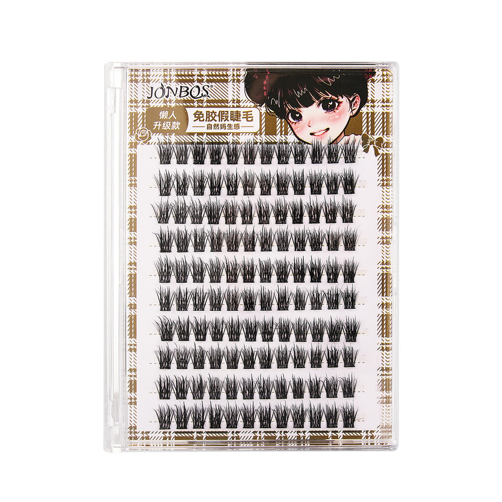 Jonbos glue-free 5d mink faux eyelashes - baby curl, natural bionic, high volume, three-step single cluster lashes