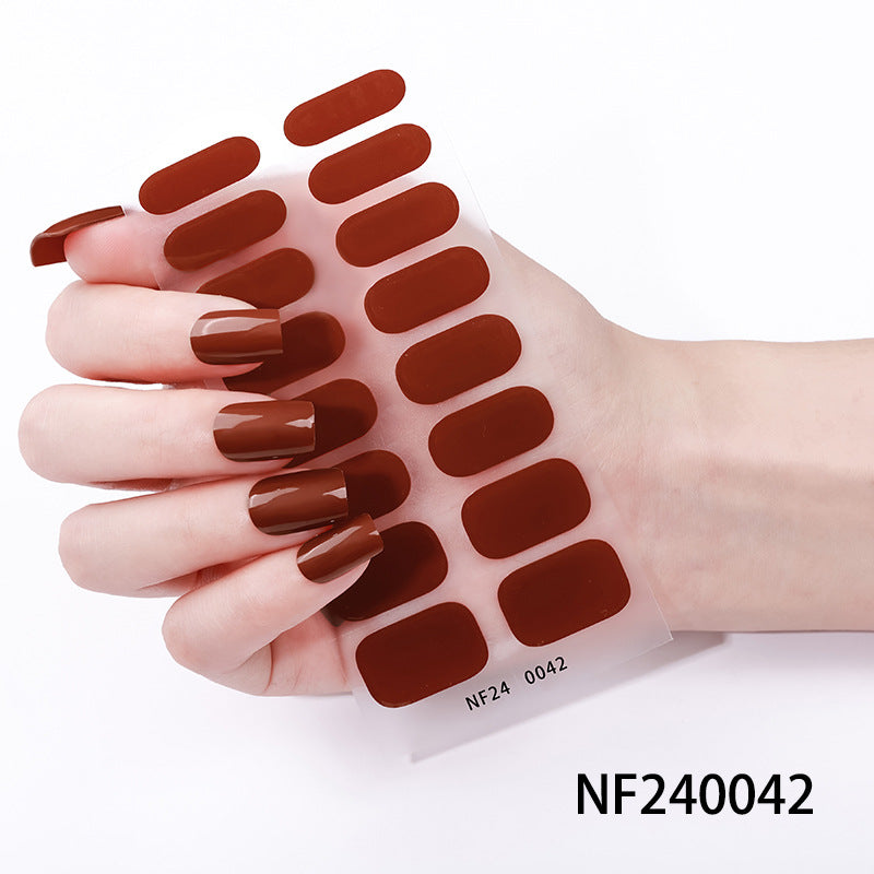 Gel manicure stickers 16 stickers semi-cured phototherapy stickers full stickers semi-baked nail stickers ready-made 5d jewelry ice transparent finished product