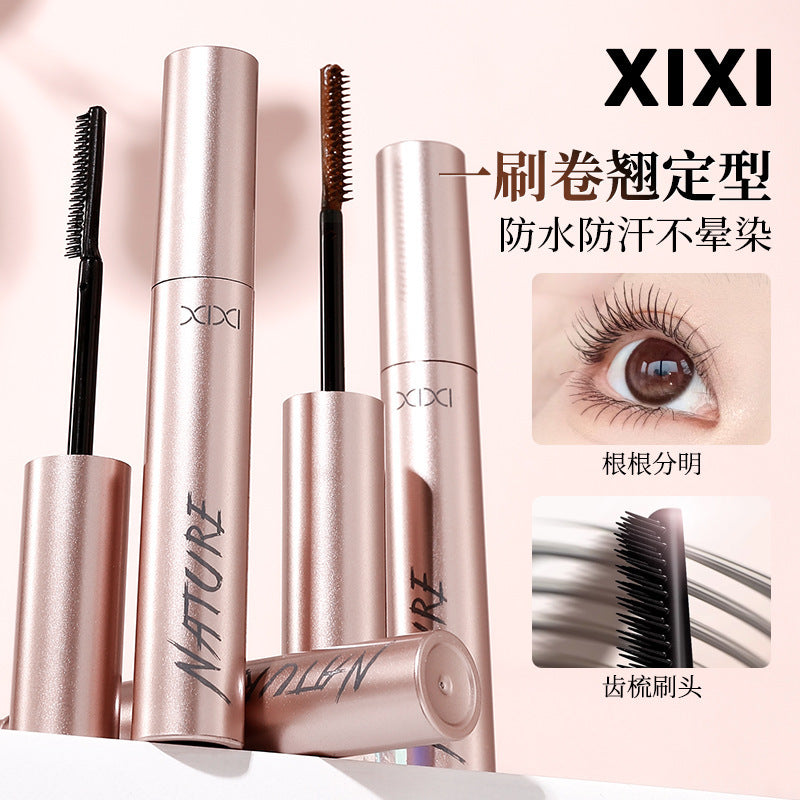 Xixi curling wonderful mascara for women waterproof, anti-sweat, not easy to smudge, natural, long and thick, curled and clear roots