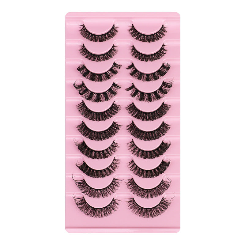 Carefully selected *10 pairs of soft stem and hard stem eyelashes, thick and natural one-piece little devil comic eyelashes glue style