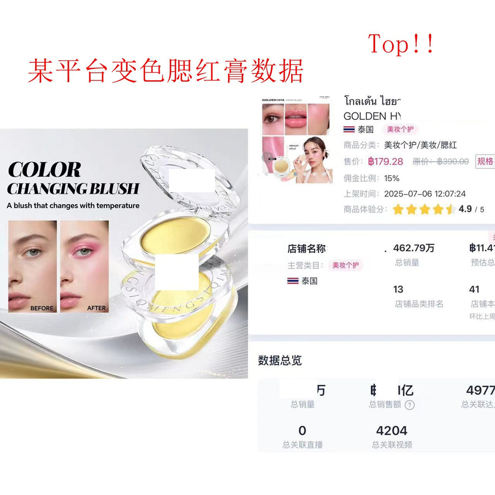 hot-selling blush cream changes color, no logo, makeup, natural, clear, pseudo-no-makeup, contouring blush, beauty makeup