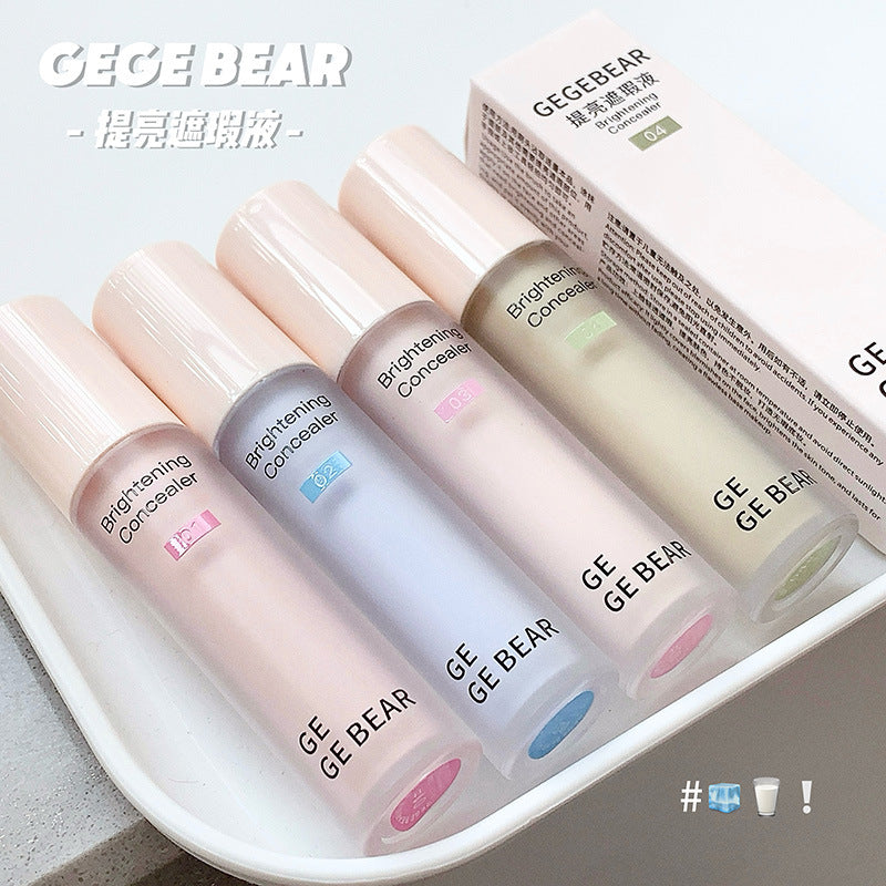Gege bear brightening concealer, light and moist, covering acne marks, tear troughs, dark circles, long-lasting waterproof contouring liquid