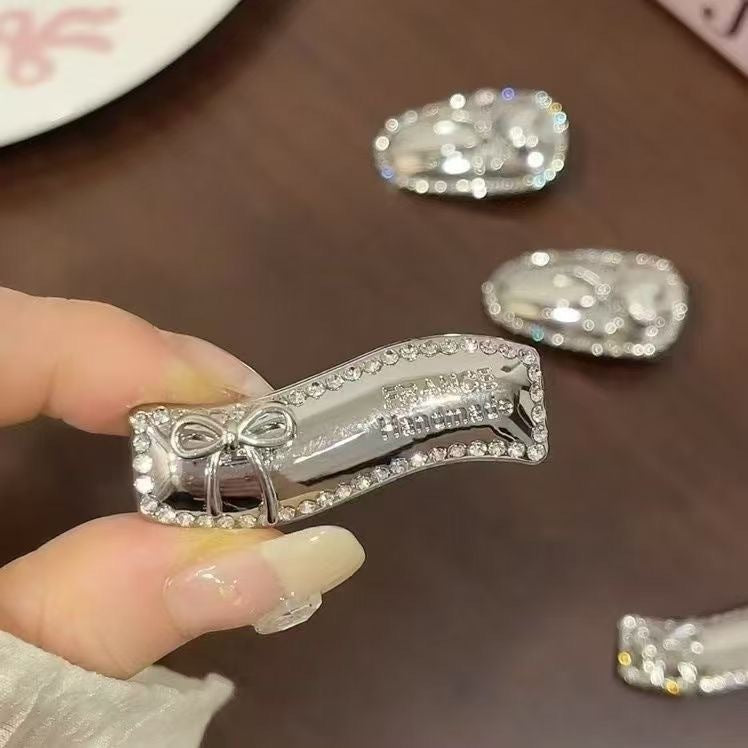One-word clip elegantfashionbb clip classy rhinestone letter full diamond side broken hair clip populareasiest for match hair accessories for women