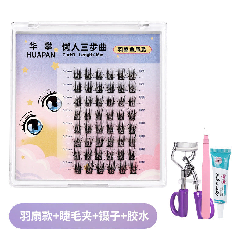 Diy segmented false eyelashes - the lazy person's 3-step natural, lengthening, fine-base self-application eyelash kit with adhesive