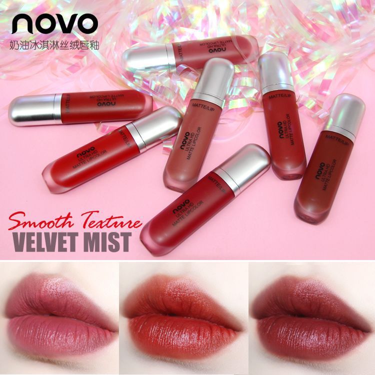 Novo creamy ice cream velvet lip glaze - matte, smudge-proof, and affordable lipstick for students