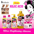 Wholesale kojic acid serum, body lotion, moisturizing scrub, cleanser, brightening, and hydrating kojic acid skincare series for export