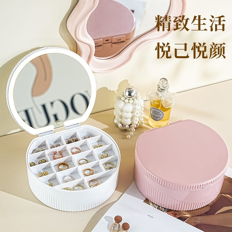 exclusive creative makeup mirror with light, jewelry storage box, multi-color high-definition touch control, household gift dressing mirror