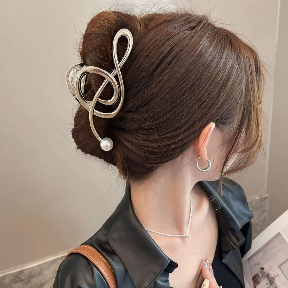 Casualclassy sense of musical note gripper female elegant metal texture shark clip stylish design clip headwear hair clip