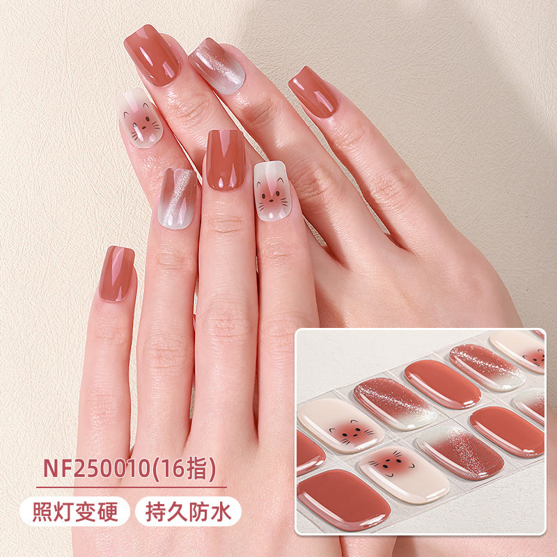 Zhengxiang custom gel nail stickers - european & american leopard print, chasing light cat eye, sparkling uv light, semi-cured nail art stickers, waterproof