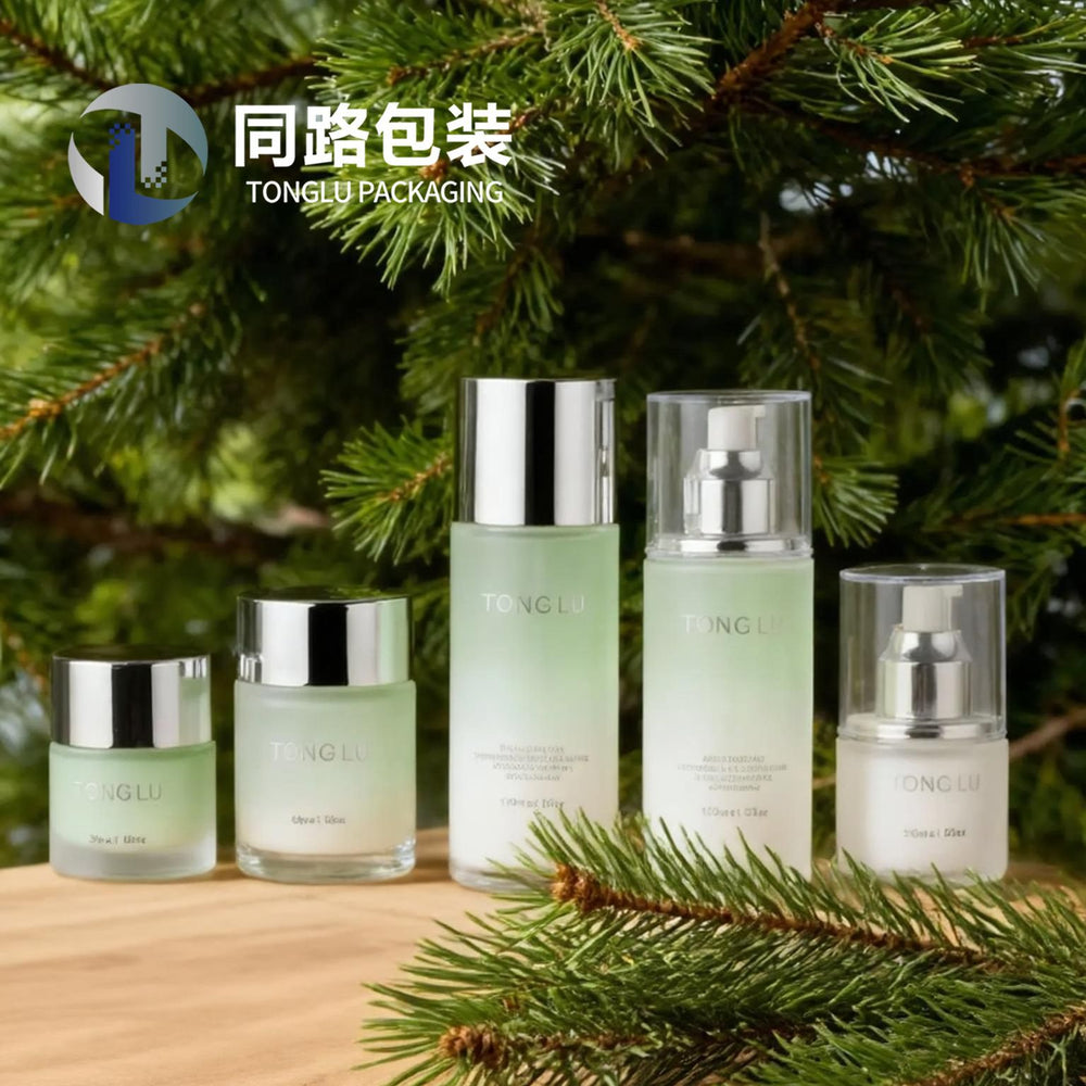 New arrival water transfer wood grain cover 120ml straight round lotion essence cosmetic glass bottle 30g cream refill bottle