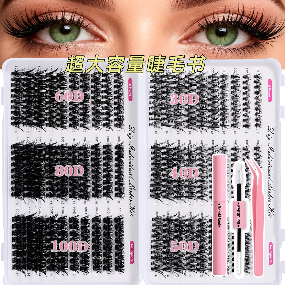 Segmented false eyelashes suit cross-border 40p50p clustered european and american eyelashes extension lashes kit set