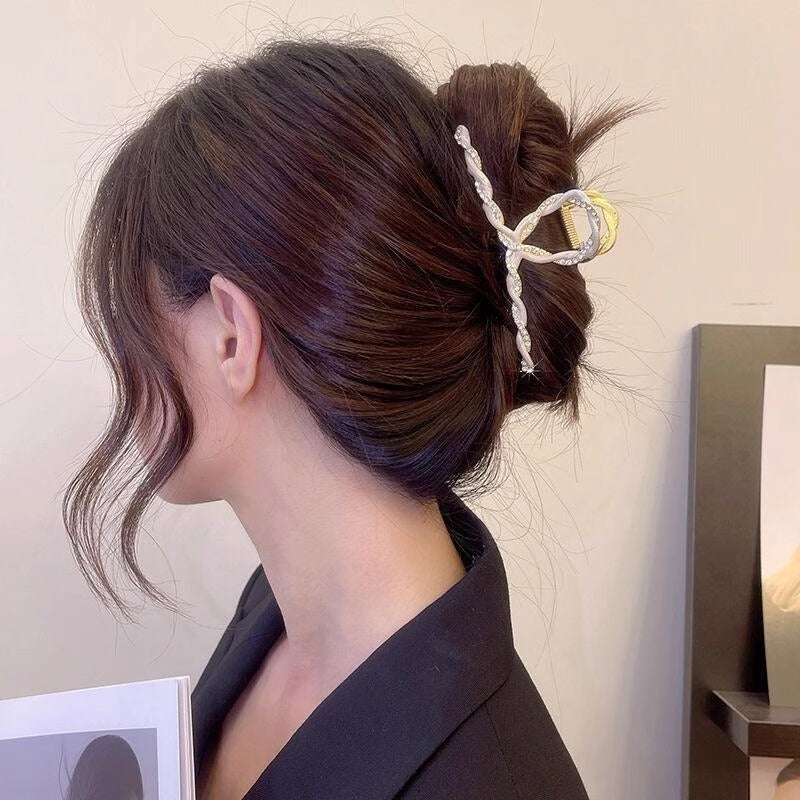 Classy pearl twist hairpin for women summer back of head gripper colorful drip glaze clip large stylish headwear