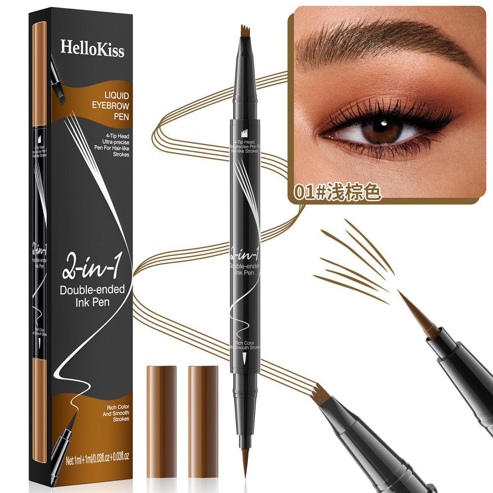 2-in-1 waterproof eyebrow pencil, quick-drying, multi-color, delicate and even, natural color, double-ended eyebrow pencil, no smudge