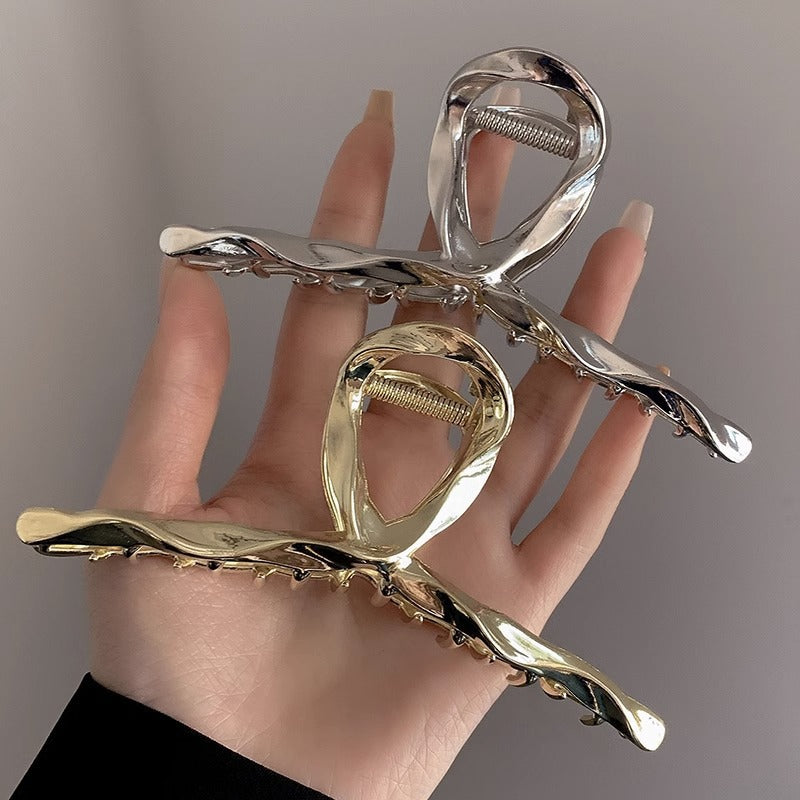 Metal cross hair clip classy cross wavy style elegant gripper shark clip back of head hair bun classy hair accessories