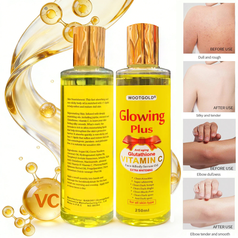 exclusive glutathione & vc 7-day double whole body whitening, nourishing and moisturizing massage essence oil 250ml