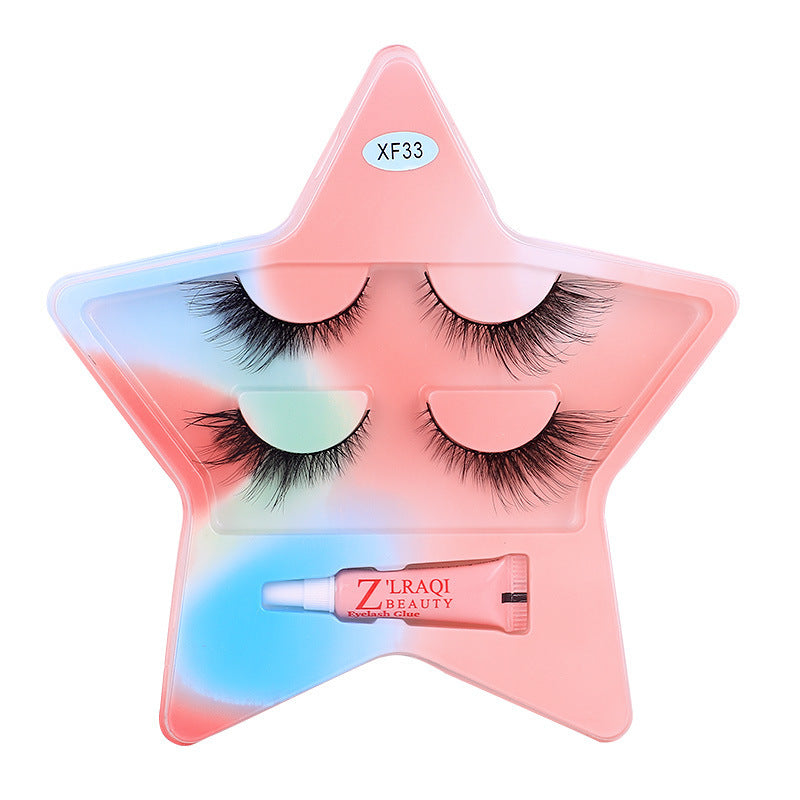 2 pairs of half-eye fox false eyelashes, stereo artificial comic eyelashes, hangable hard stem eyelashes, one piece
