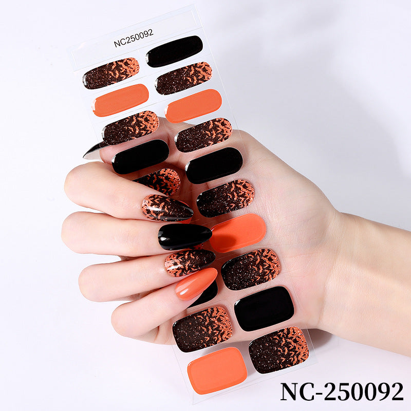Zhengxiang halloween gel nail art stickers waterproof cross-border uv semi-cured nail stickers customized nail symphony