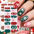 european and american christmas semi-cured gel nail stickers waterproof cartoon kids cute 3d manicure stickers personalized