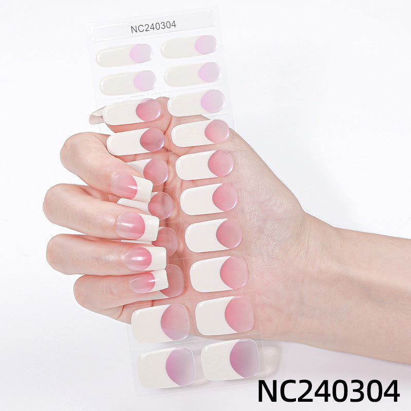 Zhengxiang personalized french gel manicure stickers uv phototherapy semi-cured gel nail stickers gel nail manicure stickers