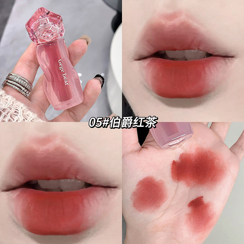 Gege bear velvet mist cream lip clay - matte, non-drying, everyday nude look, brightening lip glaze