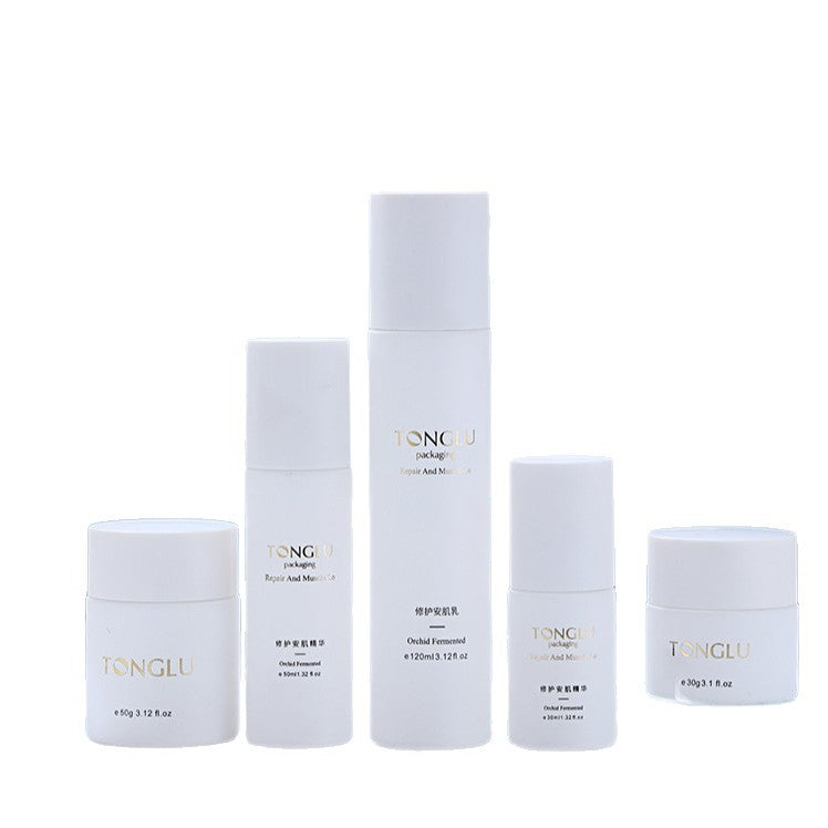 Ready-to-ship lotion & serum bottle set: 120ml spray bottle, 100ml lotion bottle, 40ml eye cream bottle, 50g glass jar