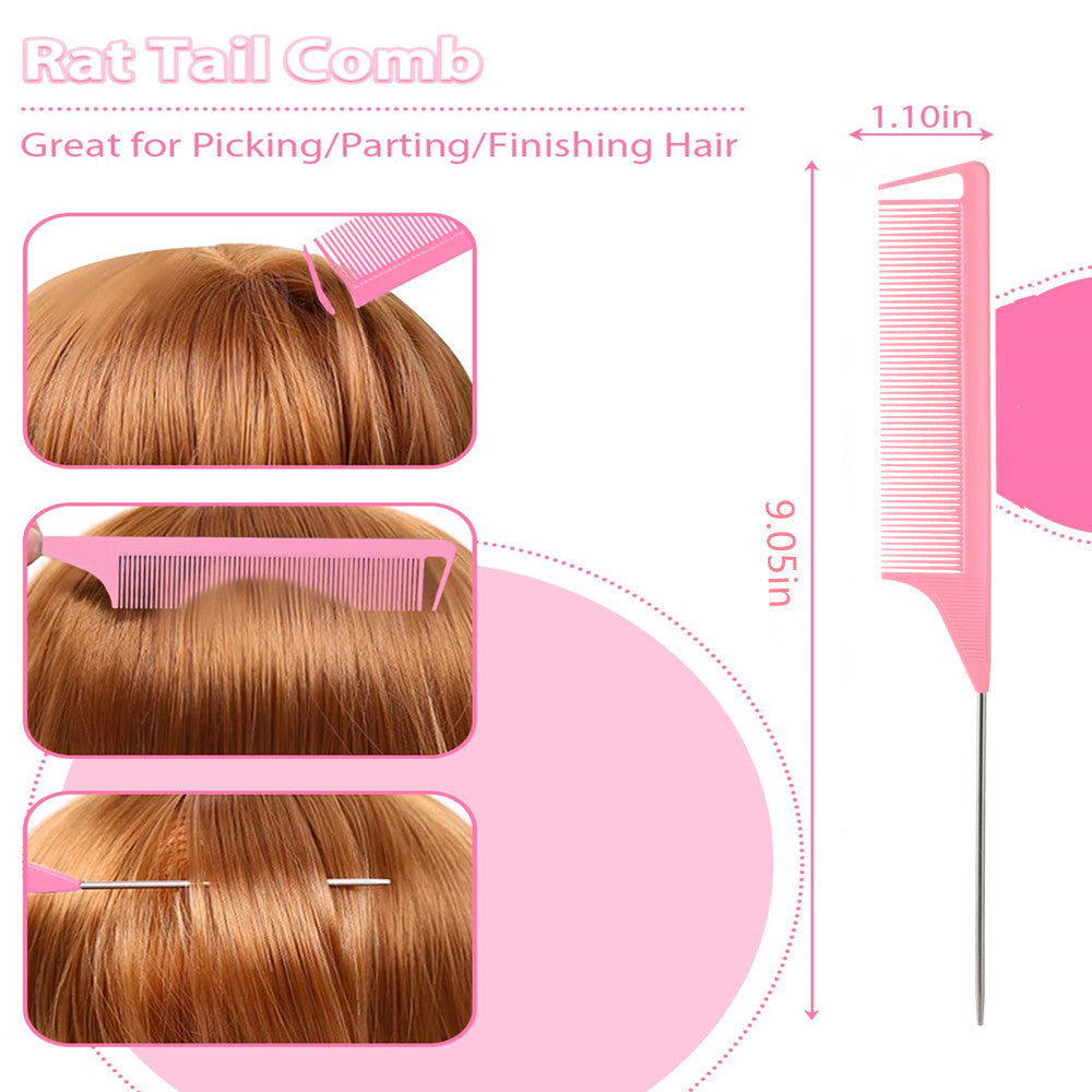 Amazon hair comb eyebrow brush two-color highlight comb three-row plastic hair comb pointed tail comb hair baking oil