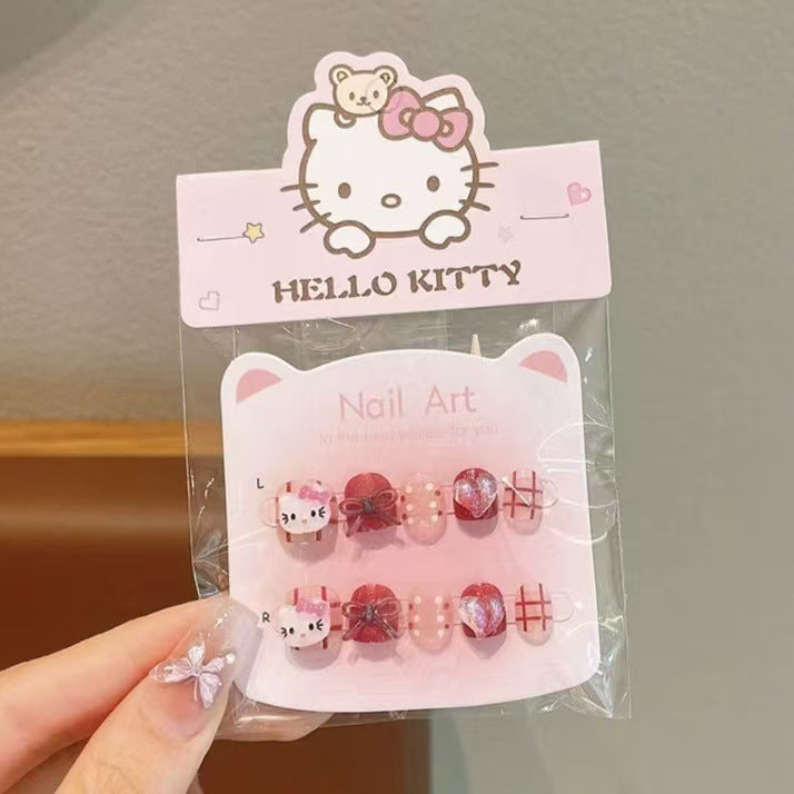 New arrivalkids manicure accessories kuromi wearable nails cute children melody nail stickers stereo pacha dog