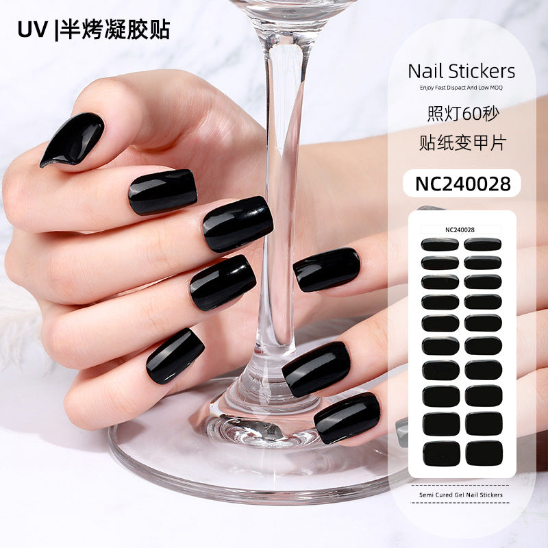 Zhengxiang factory customized korean solid color gel nail stickers uv light therapy semi-cured nail art stickers wholesale amazon