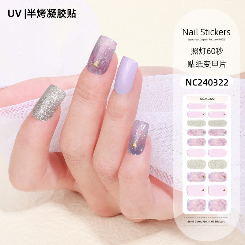 Zhengxiang custom gel nail art stickers - french style, uv/led semi-cured, waterproof, wholesale for export