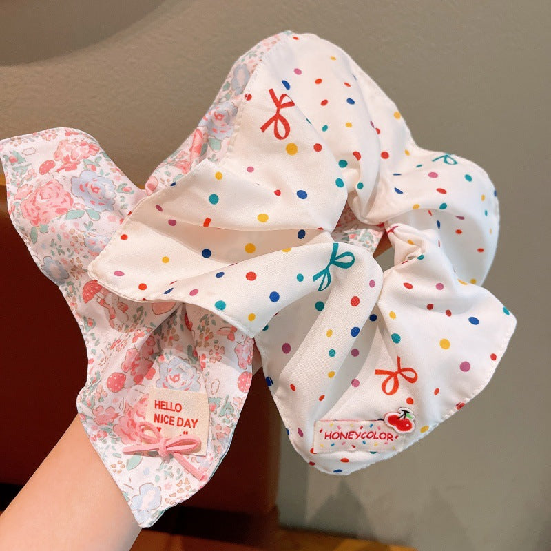 Floral kids square scarf large intestine hair tie girl 2025new arrivaltie ponytail hair rope female princess ball head headwear