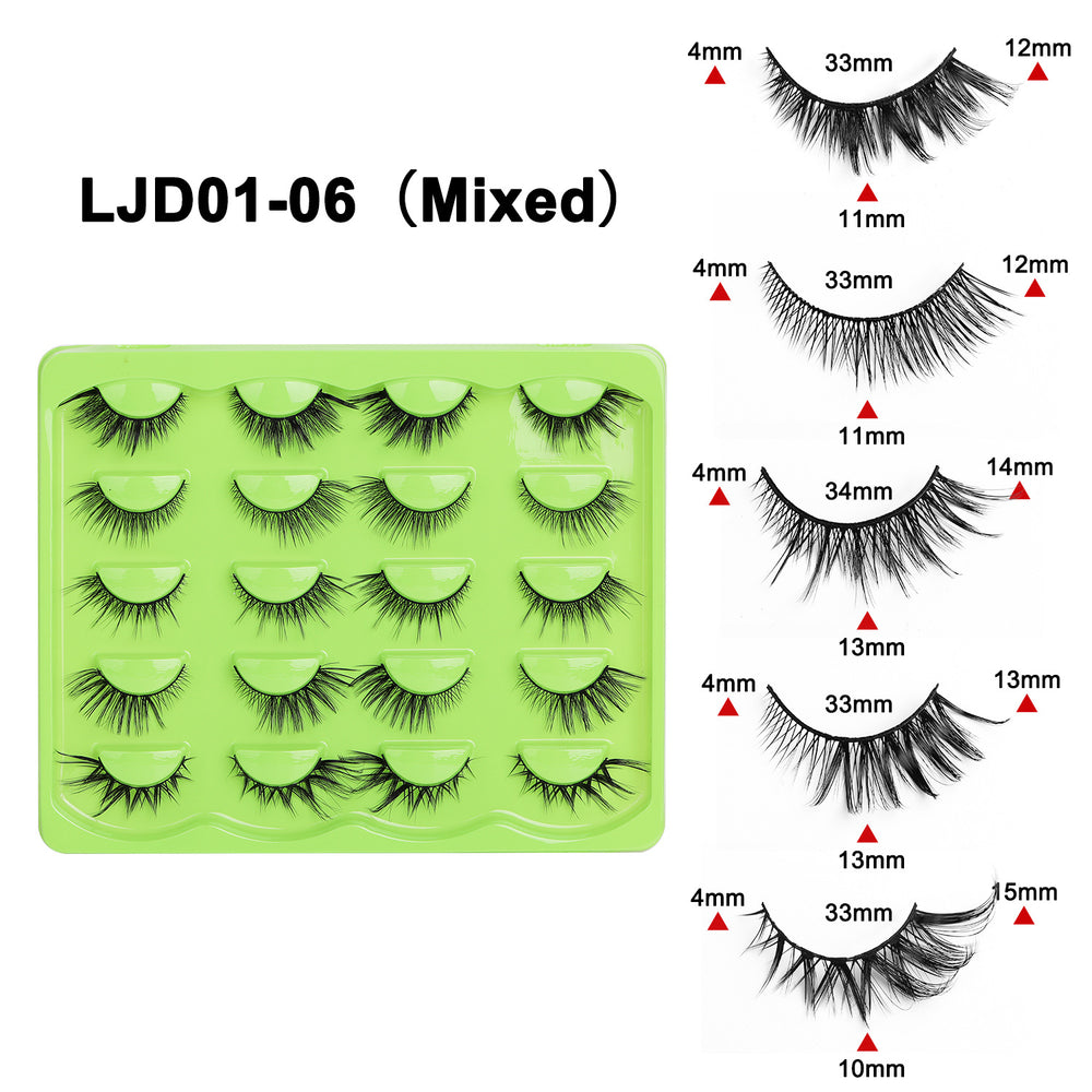 fox style false eyelashes glue style 10 pairs of fashion thick oblique flying stage makeup hard stem false eyelashes one piece