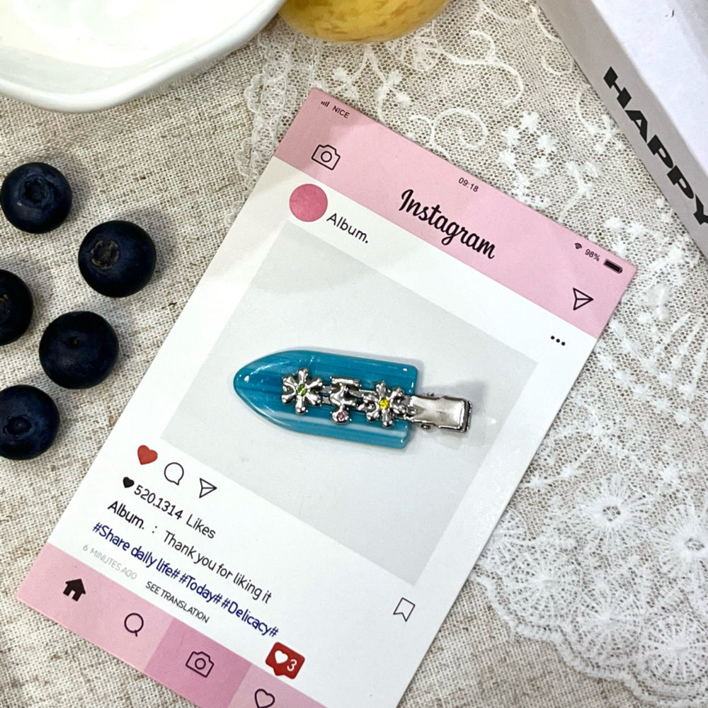 New arrivalk-style small flower metal edge clip seamless acetate duckbill clip bangs clip cute hair accessories hairpin hair root