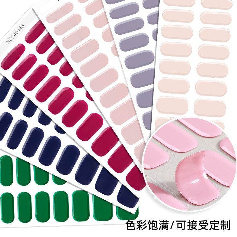 Zhengxiang custom gel nail stickers - solid color korean uv light therapy semi-cured nail stickers - waterproof cross-border wholesale