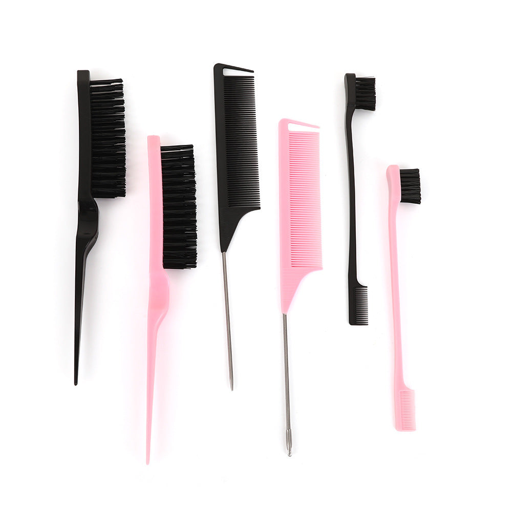 hot-selling three-piece set of hairdressing combs, three-row hair comb, styling pointed tail comb, double-headed soft eyebrow brush, hairdressing tools