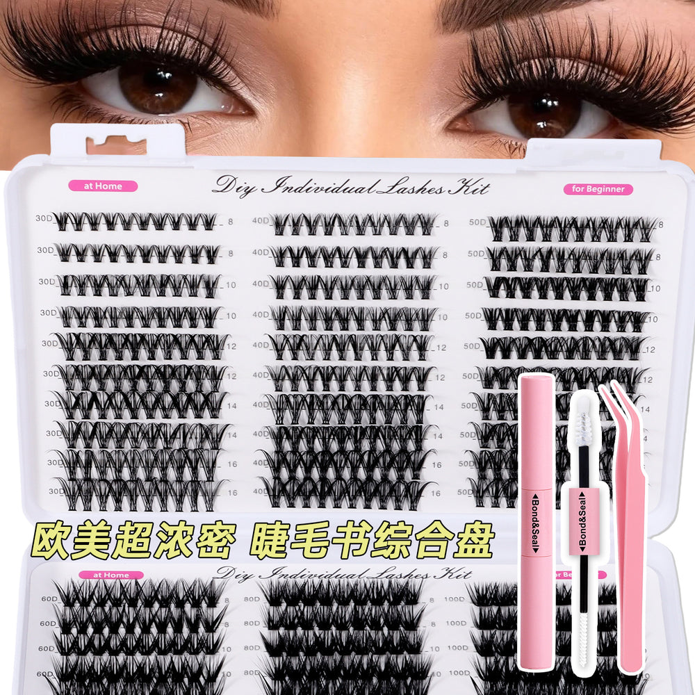 self-grafted eyelash book set, thick and curled false eyelashes, large capacity 80p100p european and american eyelashes