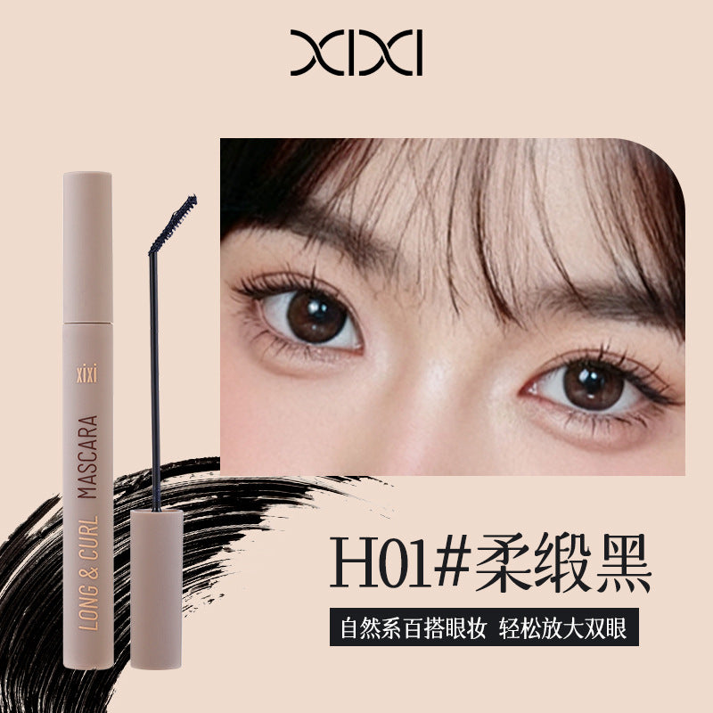 Xixi slim & curl mascara - fine brush, waterproof, smudge-proof, long-lasting hold, defined lashes