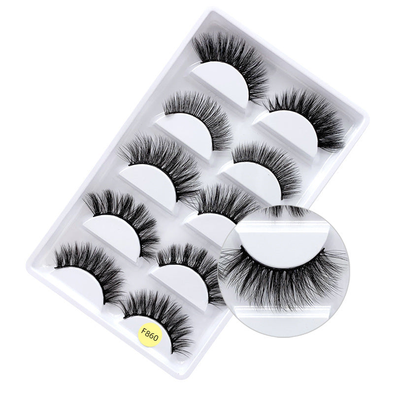 Export fashion fake eyelashes nature slim 5 pairs pack imitation mink hair whole cluster artificial stage eyelashes one piece
