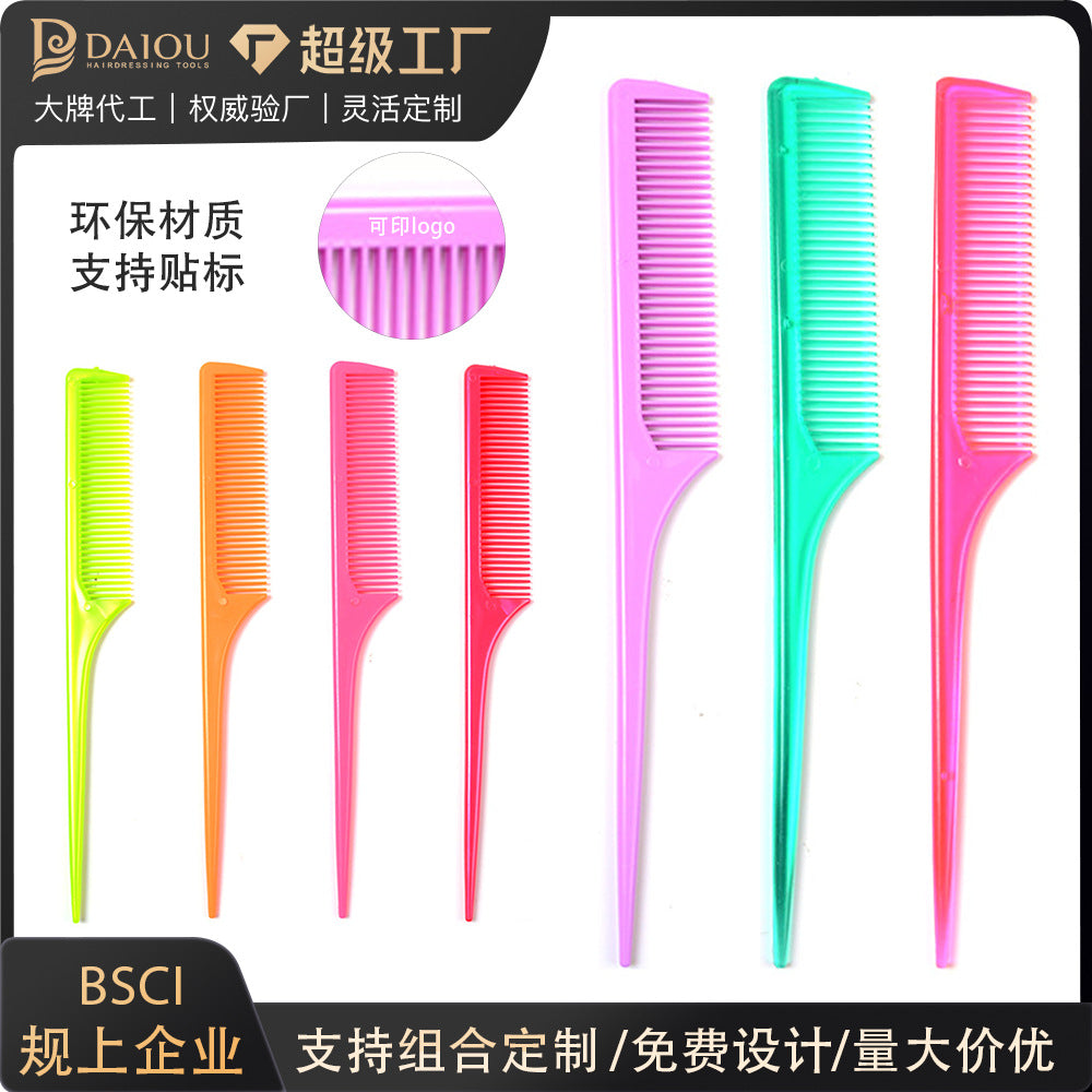 Ready-to-ship plastic combs, including rat tail combs, highlighting combs, flat combs, and hairdressing combs. wholesale options available for dollar stores, hair styling, and wig application
