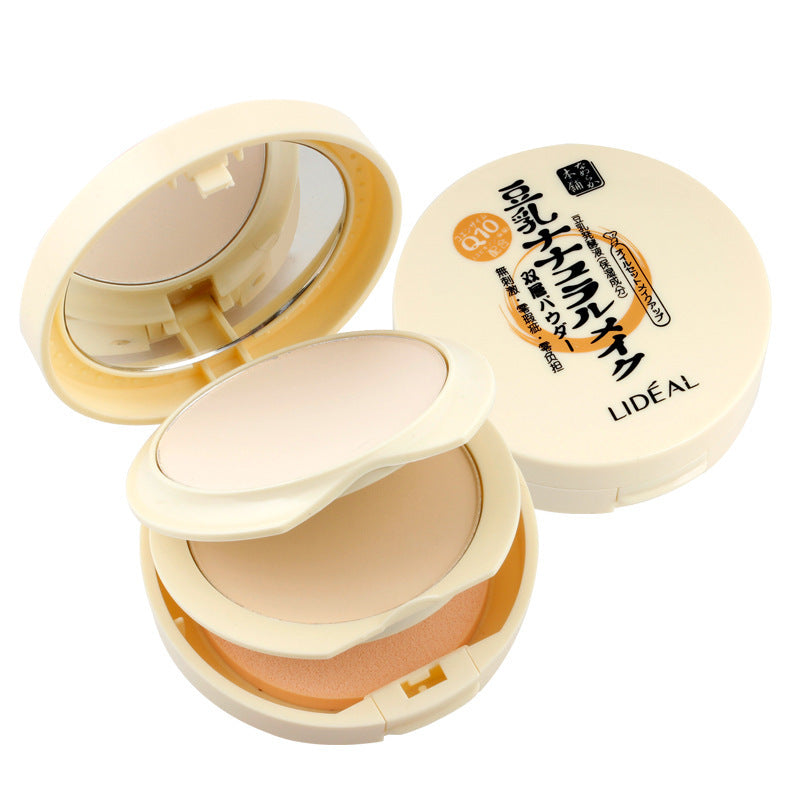 Lideal silky smooth double-layer powder - setting, oil control, pore minimizing, wet & dry use, soy milk powder foundation