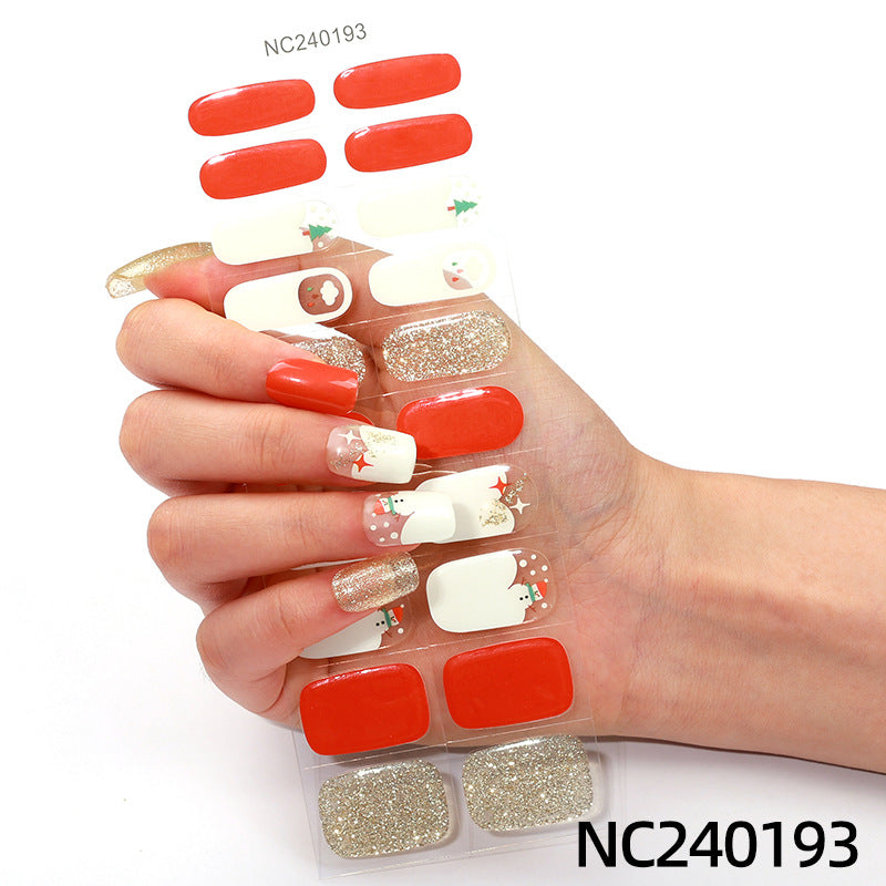 Zhengxiang custom christmas gel nail stickers - cartoon snowflake plaid european & american cross-border uv semi-cured nail decals