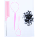 Manufacturer wholesale pointed tail comb hair pulling needle rubber band 4-piece set colorful hairdressing highlighting comb hair cutting comb hair extension steel needle comb