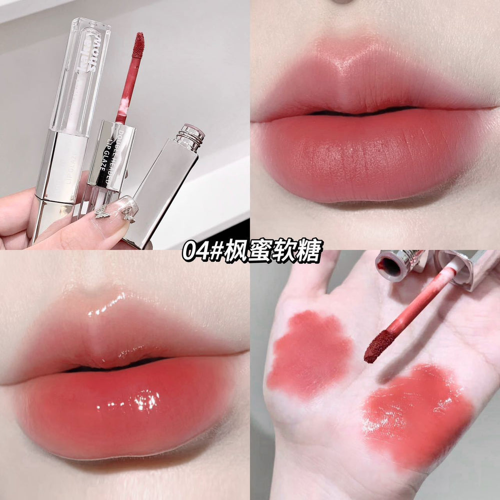 Kakashow double-effect double-ended lip glaze raincoat combination for women matte matte water-glossy mirror non-stick cup not easy to fade