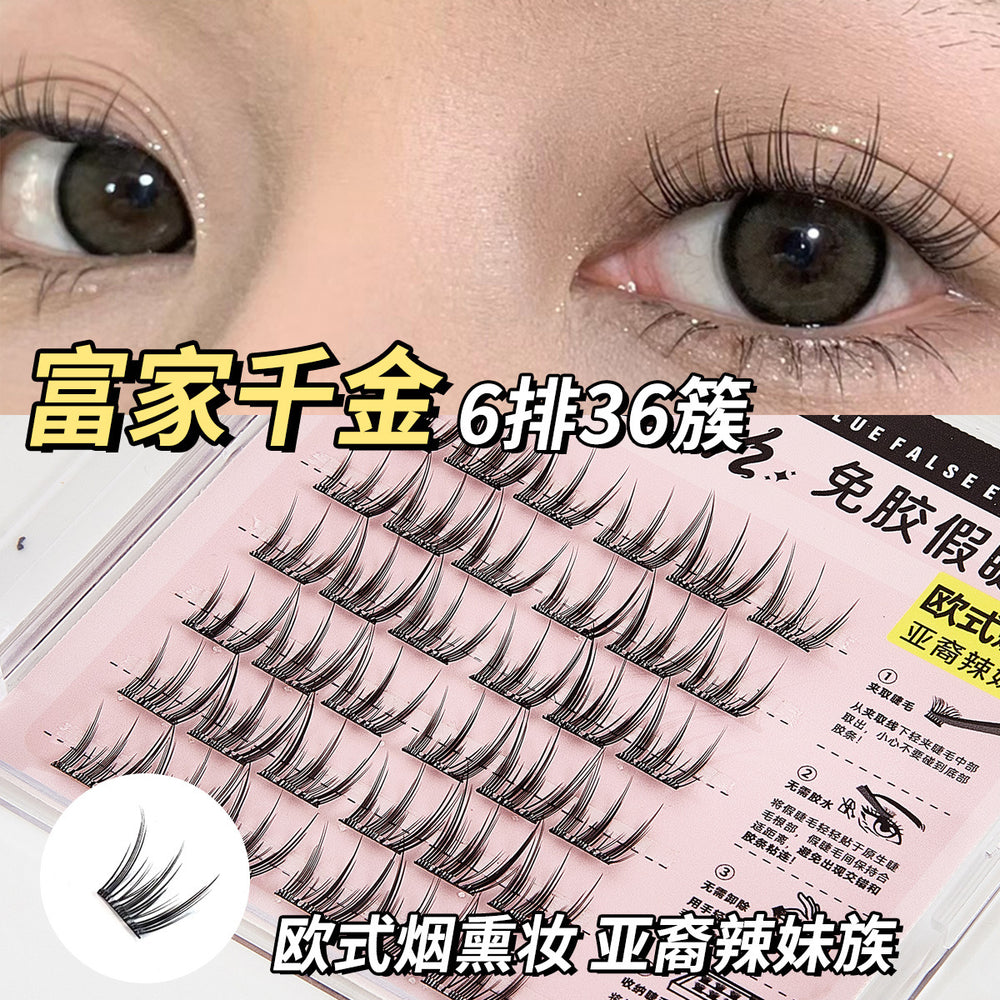 Jonbos glue-free self-adhesive false eyelashes - natural style, double-tip sunflower lashes, 5d baby curl, pre-adhered strips