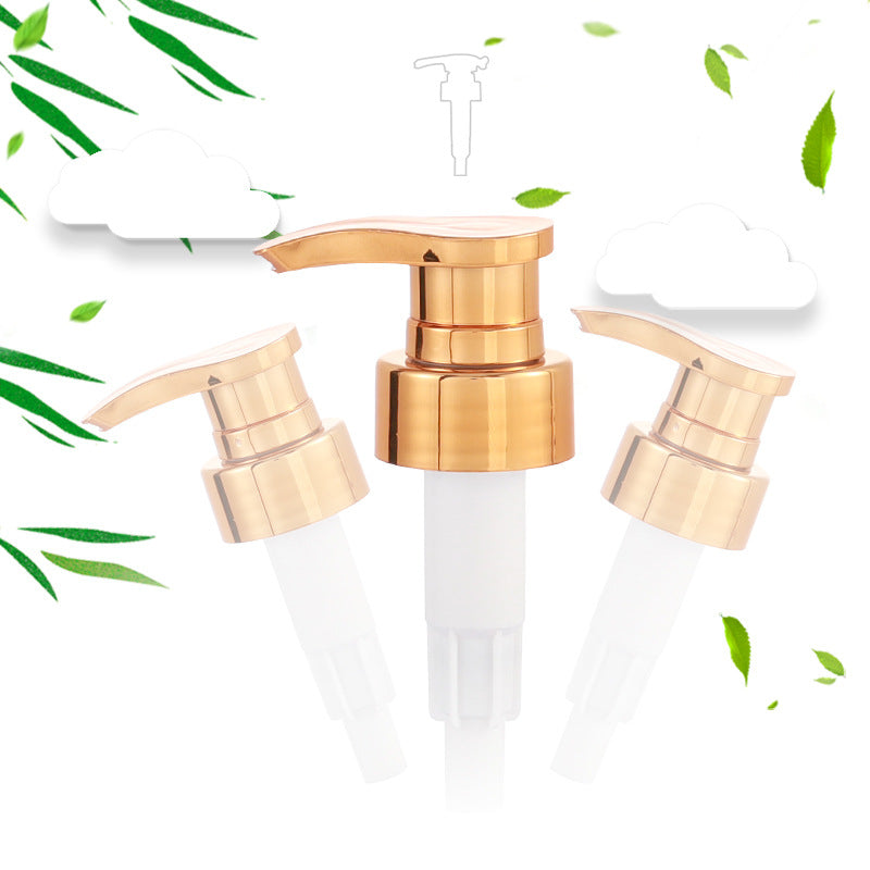 High-end electroplated pump head 33/410 plastic lotion pump gold push shower gel pump head in stock