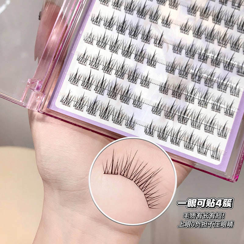 Gege bear self-adhesive glue-free false eyelashes - natural sunflower trilogy, individual cluster segmented manga eyelashes