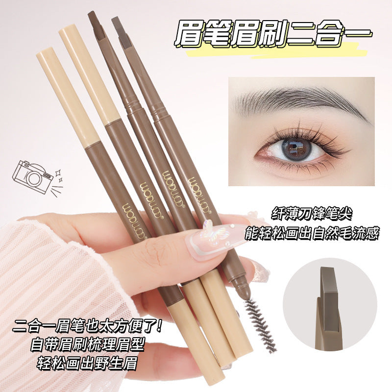 Wodwod ultra-fine brow pencil for women - waterproof, sweat-proof, long-lasting, smudge-proof, defined hair-like strokes, natural wild brow look, dual-ended brow pen