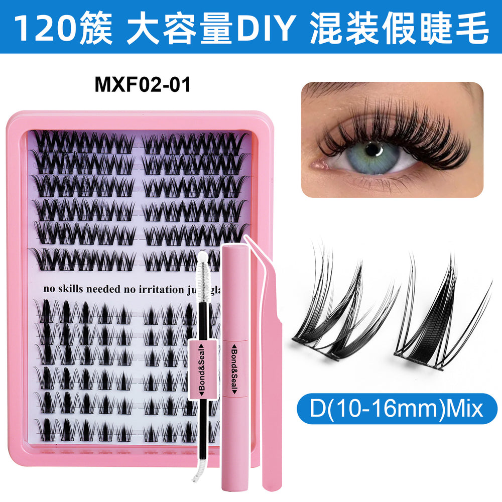 Segmented false eyelashes suit cross-border 40p50p clustered european and american eyelashes extension lashes kit set