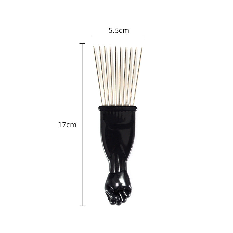 Fist long steel needle comb hairdressing styling hair cutting dyeing metal stainless steel insert comb oil head comb cross-border wholesale