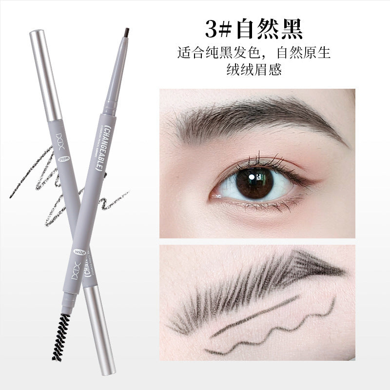 Xixi stereo outline mist eyebrow pencil extremely fine nature wild eyebrow roots clear waterproof non-smudge double-ended eyebrow pencil