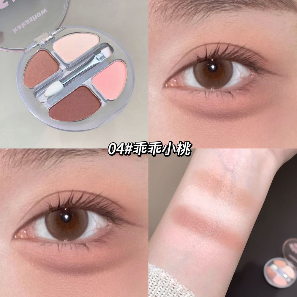 Makeup kakashow smart four-color lying silkworm palette for women matte pearlescent fine shimmer stereo brightening multi-functional eye shadow palette